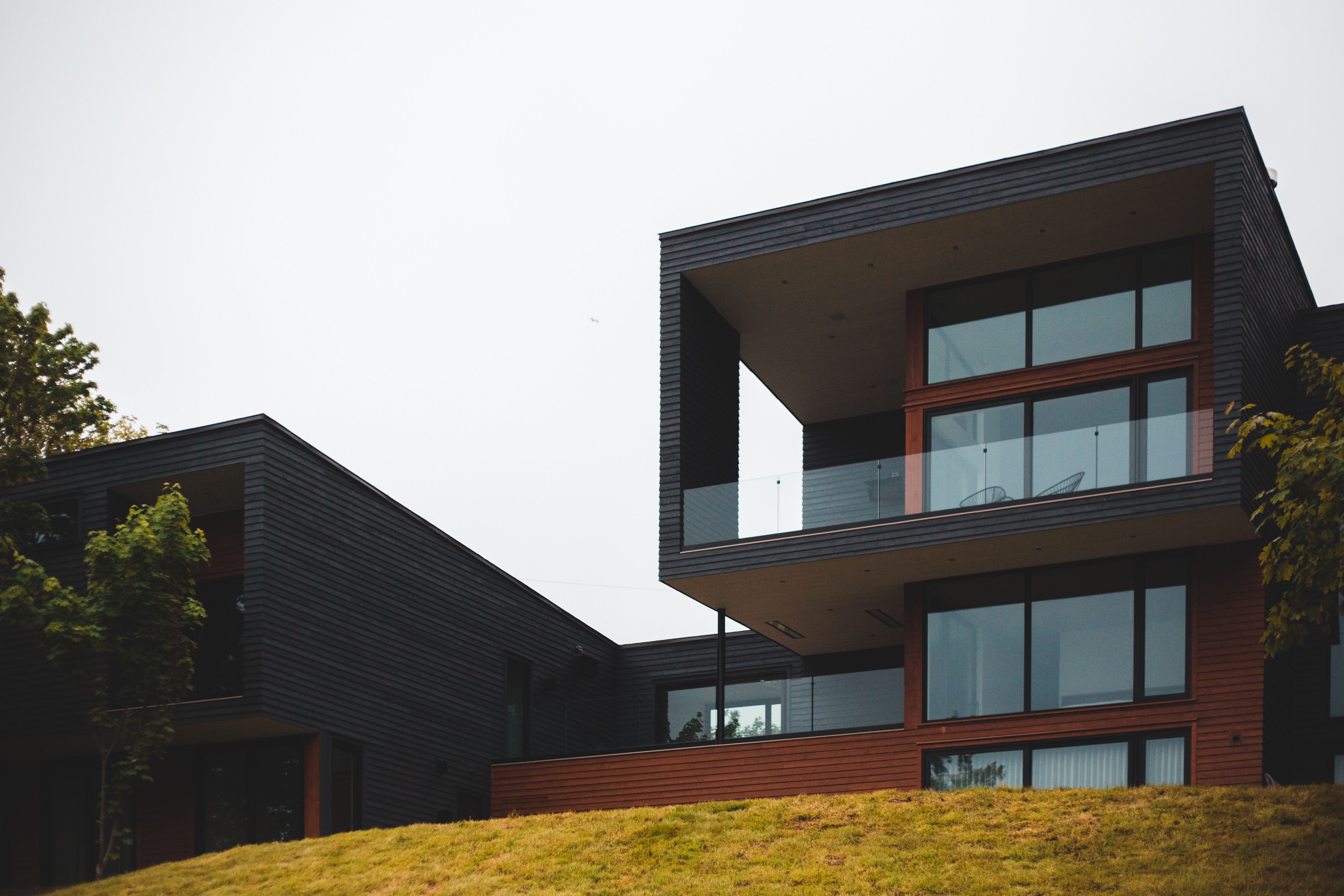 Modern glazed building with large aluminium windows